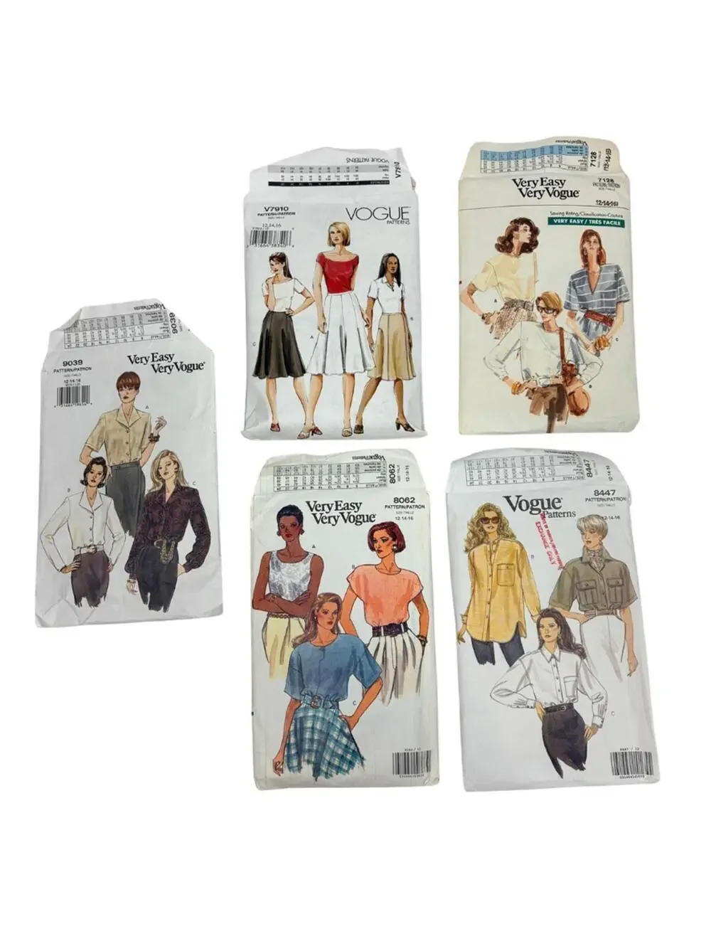 Lot of 5 Very Easy Very Vogue Sewing Patterns 8447, 8062, 9039, 7910, 7128